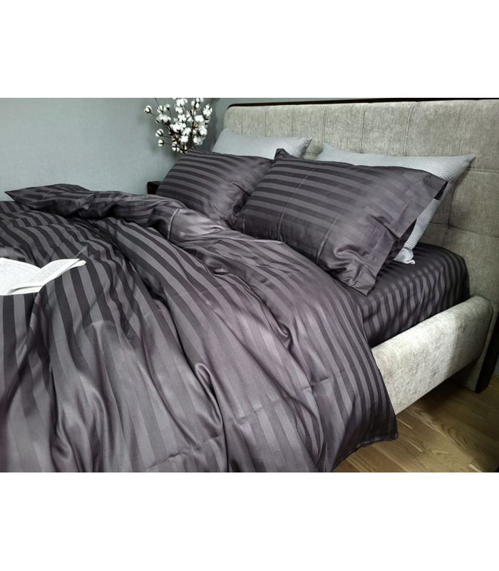 Постельное белье "PREMIUM Royal Gray" Сатин Stripe 2/2см - Комфорт-текстиль - стильные постельные комплекты на МамаТато