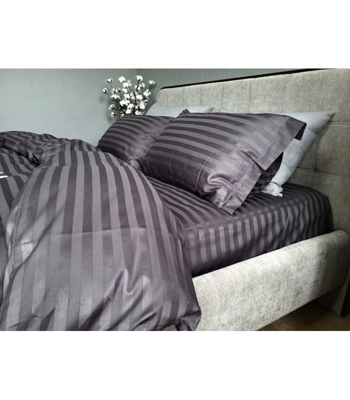 Постельное белье "PREMIUM Royal Gray" Сатин Stripe 2/2см - Комфорт-текстиль - стильные постельные комплекты на МамаТато