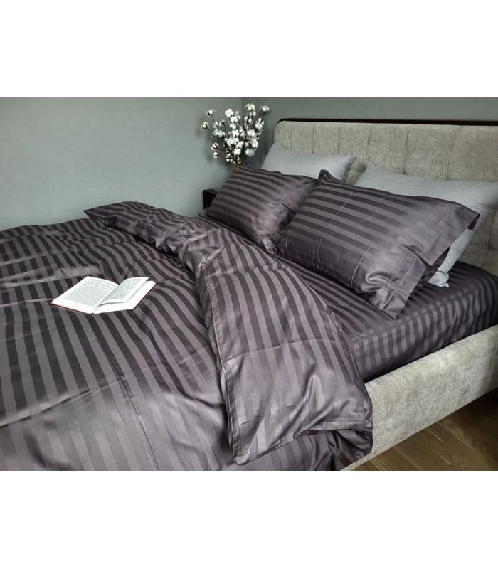 Постільна білизна "PREMIUM Royal Gray" Сатин Stripe 2/2см - Страйп сатин - стильні постільні комплекти на МамаТато