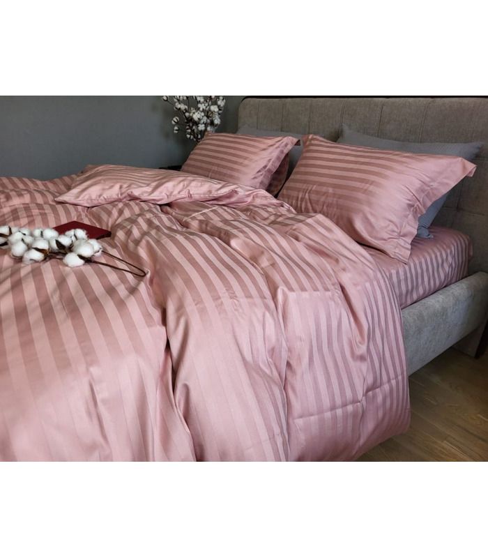 Постільна білизна "PREMIUM Power Pink" Сатин Stripe 2/2см - Страйп сатин - стильні постільні комплекти на МамаТато