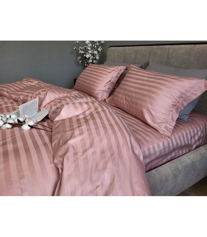 Постільна білизна "PREMIUM Power Pink" Сатин Stripe 2/2см - Страйп сатин - стильні постільні комплекти на МамаТато