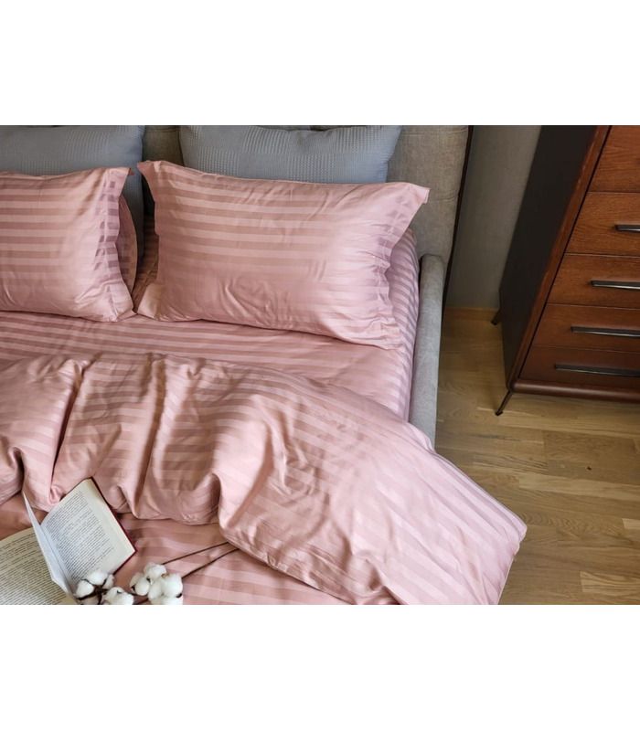Постільна білизна "PREMIUM Power Pink" Сатин Stripe 2/2см - Страйп сатин - стильні постільні комплекти на МамаТато