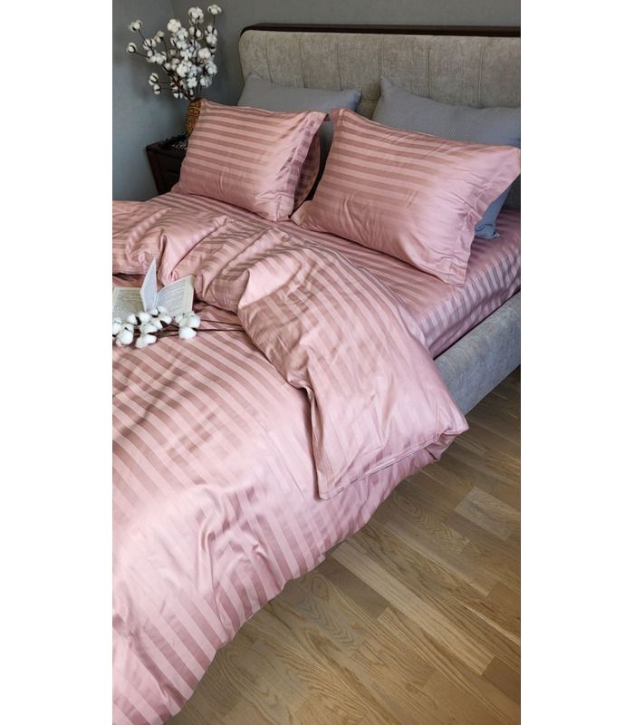 Постільна білизна "PREMIUM Power Pink" Сатин Stripe 2/2см - Страйп сатин - стильні постільні комплекти на МамаТато