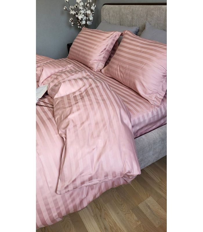 Постільна білизна "PREMIUM Power Pink" Сатин Stripe 2/2см - Страйп сатин - стильні постільні комплекти на МамаТато