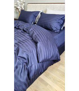 Постільна білизна "PREMIUM Blue Berry" Сатин Stripe 2/2см - Страйп сатин - стильні постільні комплекти на МамаТато