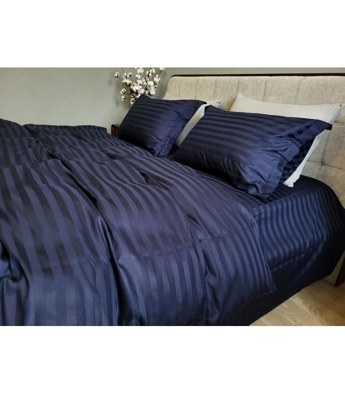 Постільна білизна "PREMIUM Blue Berry" Сатин Stripe 2/2см - Страйп сатин - стильні постільні комплекти на МамаТато