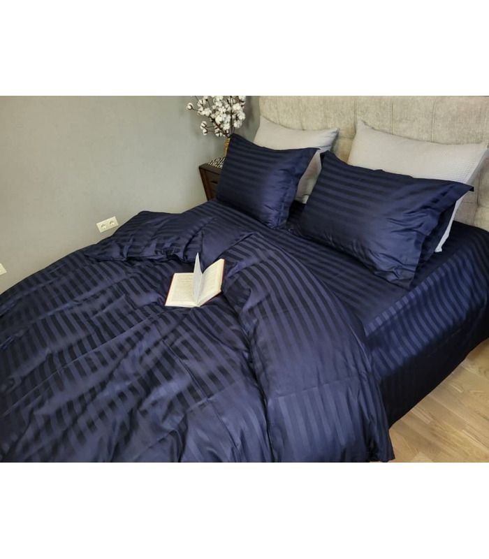 Постільна білизна "PREMIUM Blue Berry" Сатин Stripe 2/2см - Страйп сатин - стильні постільні комплекти на МамаТато
