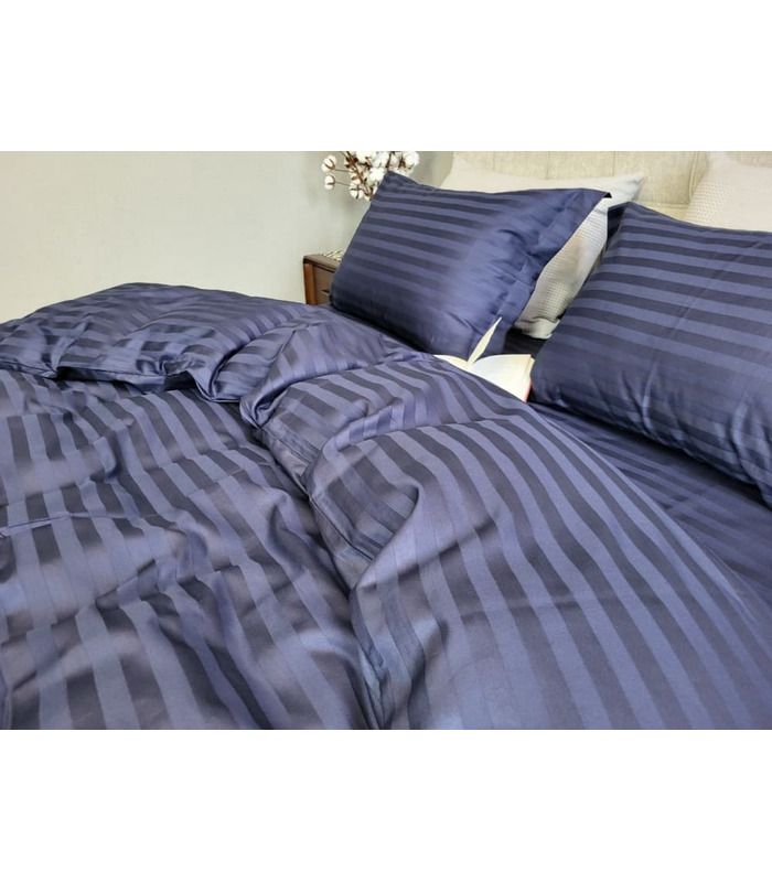 Постільна білизна "PREMIUM Blue Berry" Сатин Stripe 2/2см - Страйп сатин - стильні постільні комплекти на МамаТато