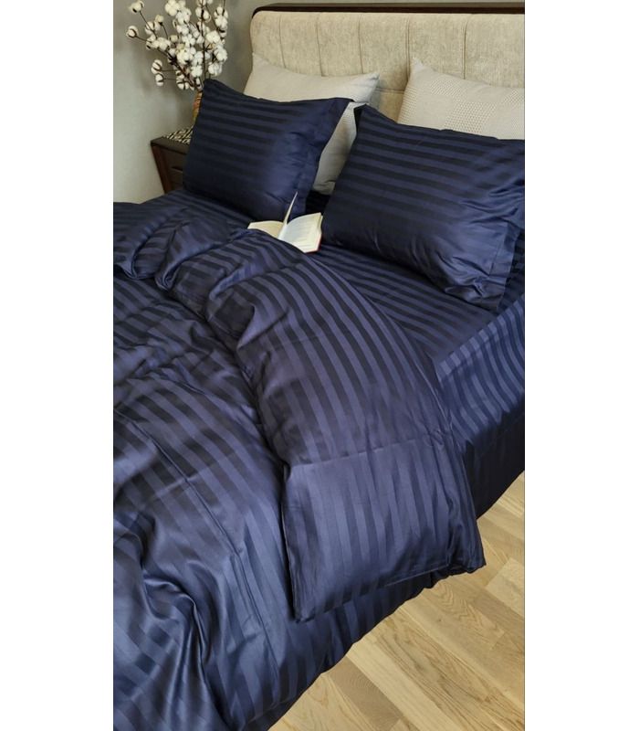 Постільна білизна "PREMIUM Blue Berry" Сатин Stripe 2/2см - Страйп сатин - стильні постільні комплекти на МамаТато