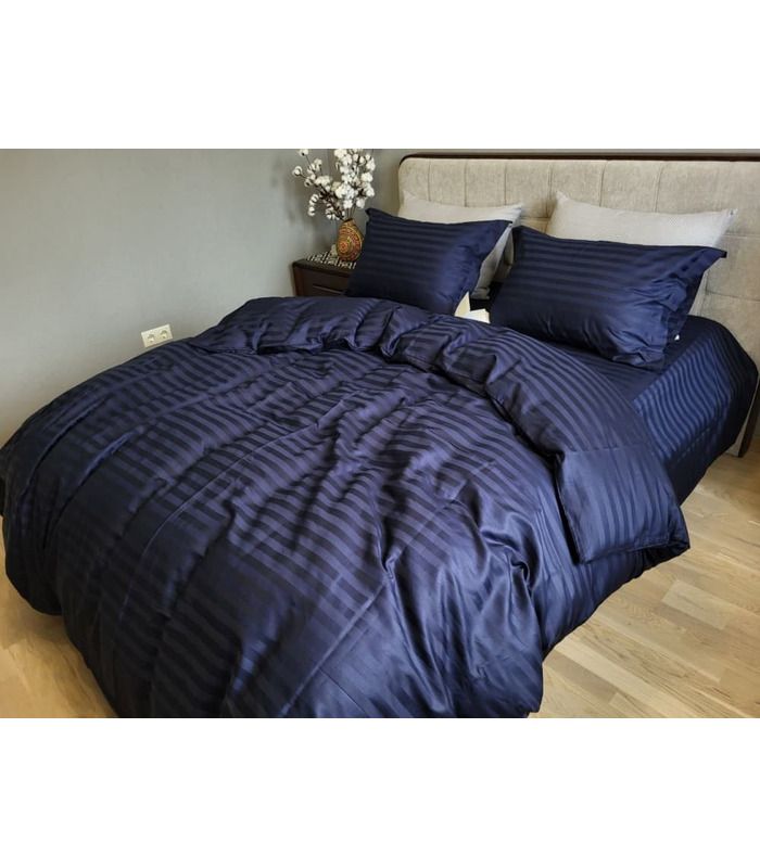 Постільна білизна "PREMIUM Blue Berry" Сатин Stripe 2/2см - Страйп сатин - стильні постільні комплекти на МамаТато