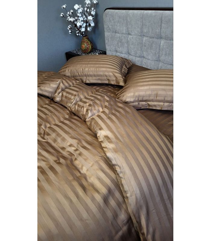 Постільна білизна "PREMIUM Honey Beige" Сатин Stripe 2/2см - Страйп сатин - стильні постільні комплекти на МамаТато