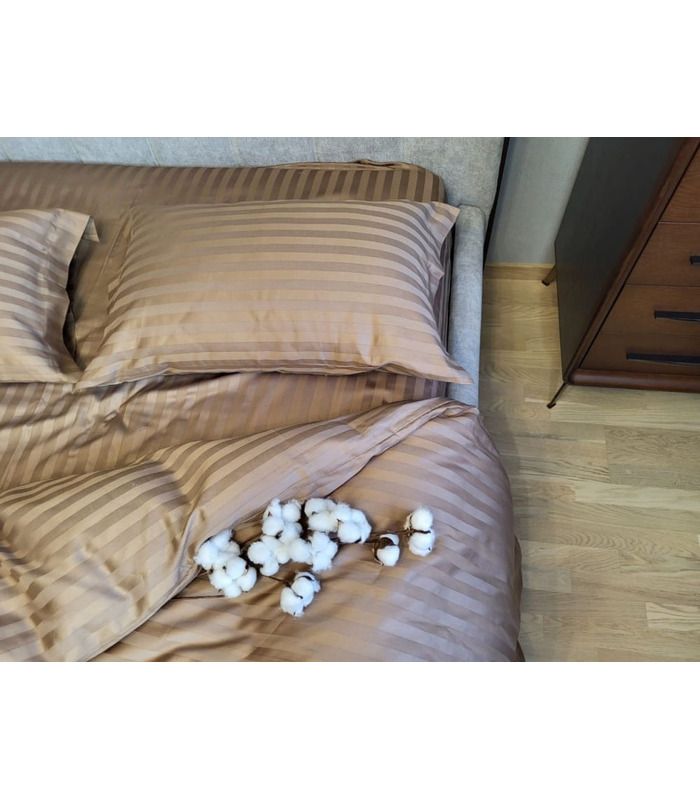 Постільна білизна "PREMIUM Honey Beige" Сатин Stripe 2/2см - Страйп сатин - стильні постільні комплекти на МамаТато