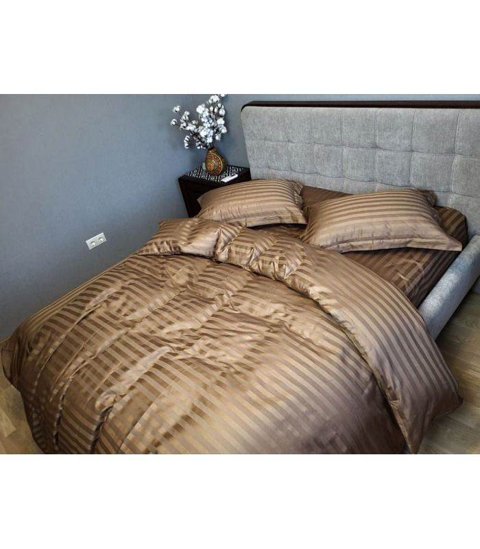 Постільна білизна "PREMIUM Honey Beige" Сатин Stripe 2/2см - Страйп сатин - стильні постільні комплекти на МамаТато