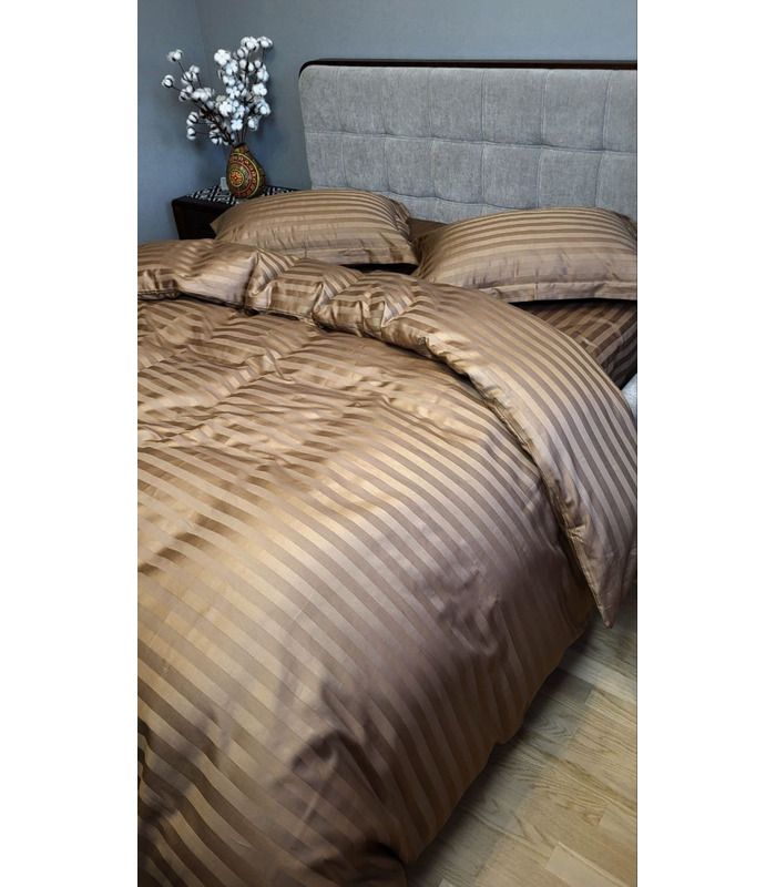 Постільна білизна "PREMIUM Honey Beige" Сатин Stripe 2/2см - Страйп сатин - стильні постільні комплекти на МамаТато