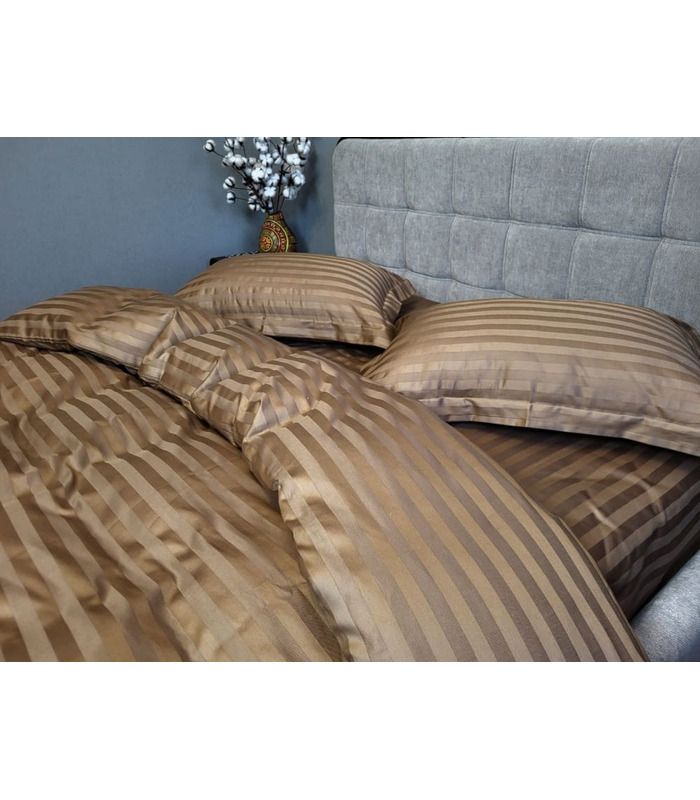 Постельное белье "PREMIUM Honey Beige" Сатин Stripe 2/2см - Комфорт-текстиль - стильные постельные комплекты на МамаТато