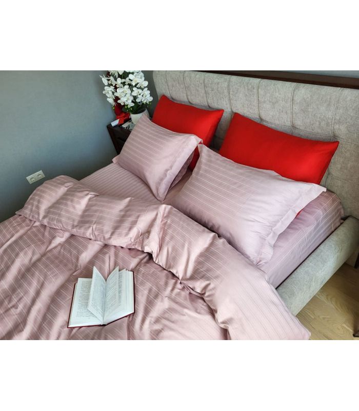 Постільна білизна "PREMIUM Powder Rose" Сатин MULTI Stripe - Страйп сатин - стильні постільні комплекти на МамаТато