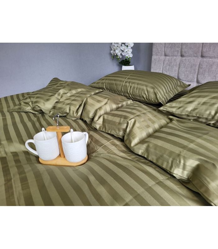 Постільна білизна "PREMIUM KHAKI" Сатин Stripe 2/2см - Страйп сатин - стильні постільні комплекти на МамаТато