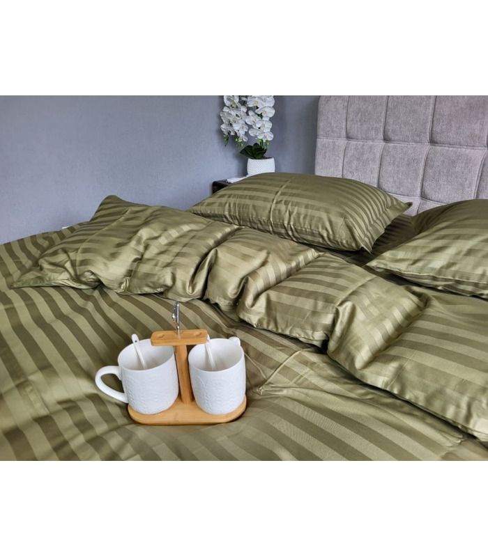 Постільна білизна "PREMIUM KHAKI" Сатин Stripe 2/2см - Страйп сатин - стильні постільні комплекти на МамаТато