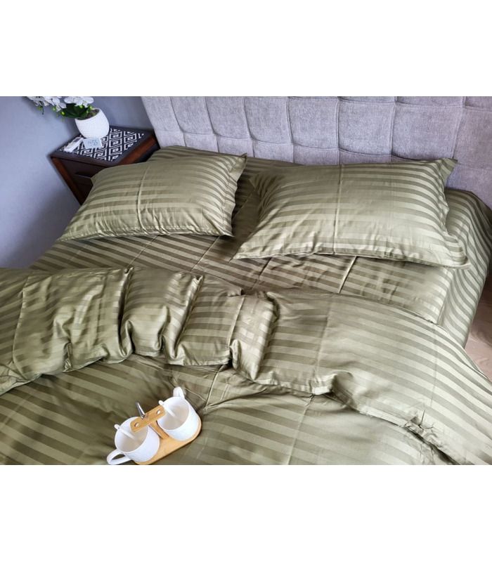 Постільна білизна "PREMIUM KHAKI" Сатин Stripe 2/2см - Страйп сатин - стильні постільні комплекти на МамаТато