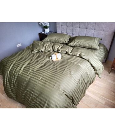 Постільна білизна "PREMIUM KHAKI" Сатин Stripe 2/2см - Страйп сатин - стильні постільні комплекти на МамаТато