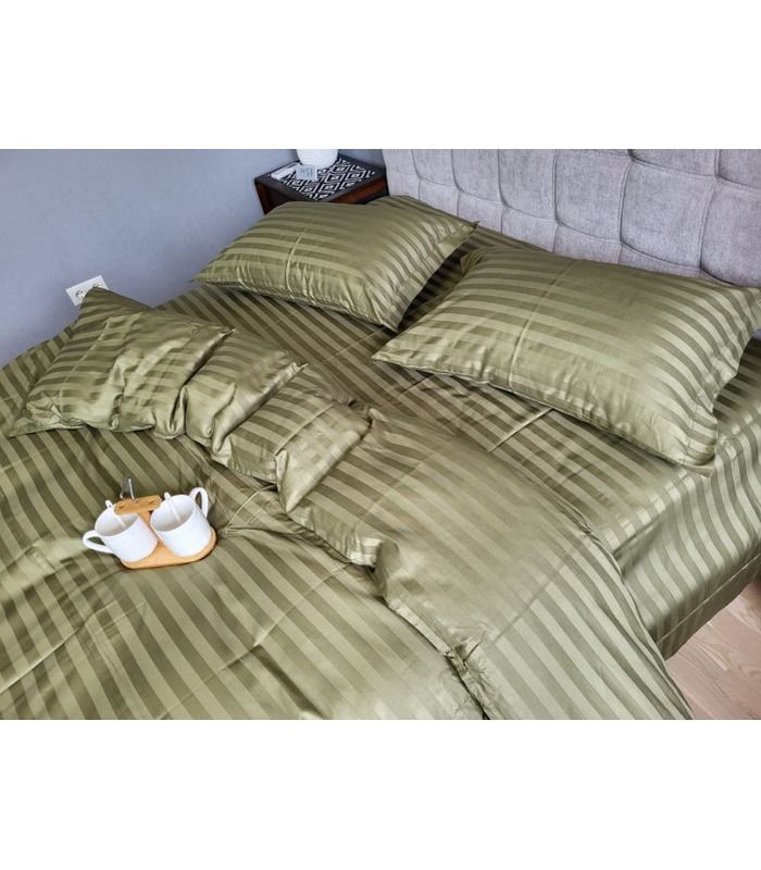 Постільна білизна "PREMIUM KHAKI" Сатин Stripe 2/2см - Страйп сатин - стильні постільні комплекти на МамаТато