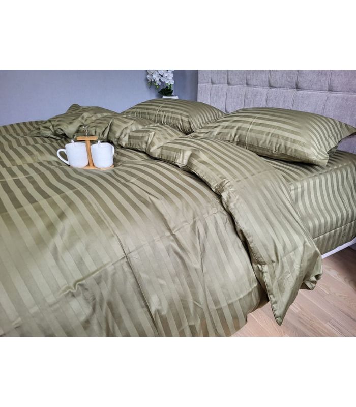 Постільна білизна "PREMIUM KHAKI" Сатин Stripe 2/2см - Страйп сатин - стильні постільні комплекти на МамаТато