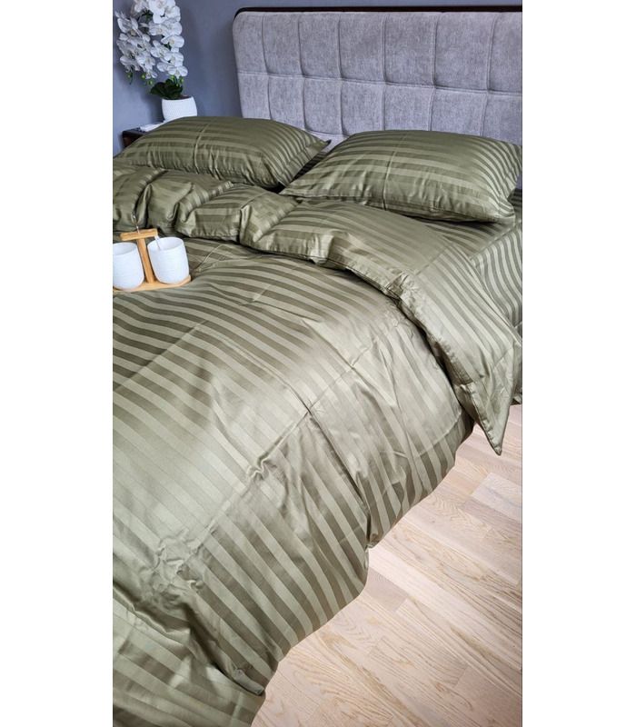 Постільна білизна "PREMIUM KHAKI" Сатин Stripe 2/2см - Страйп сатин - стильні постільні комплекти на МамаТато