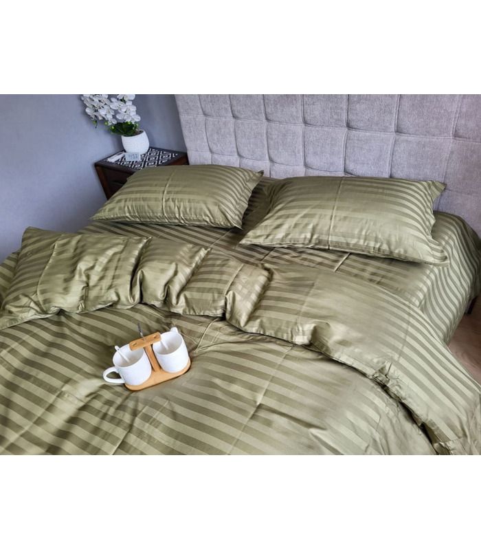 Постільна білизна "PREMIUM KHAKI" Сатин Stripe 2/2см - Страйп сатин - стильні постільні комплекти на МамаТато
