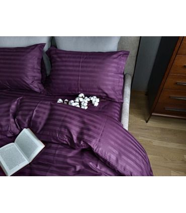 Постільна білизна "PREMIUM Purple Foam" Сатин Stripe 1/1см - Страйп сатин - стильні постільні комплекти на МамаТато