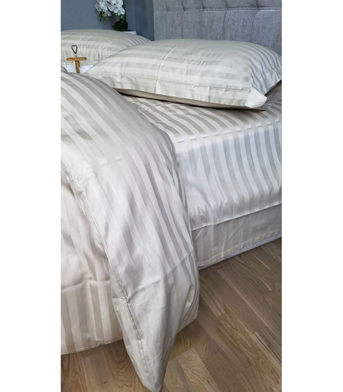 Постільна білизна "PREMIUM Beige" Сатин Stripe 2/2см - Страйп сатин - стильні постільні комплекти на МамаТато