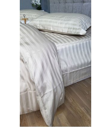 Постельное белье "PREMIUM Beige" Сатин Stripe 2/2см - Комфорт-текстиль - стильные постельные комплекты на МамаТато
