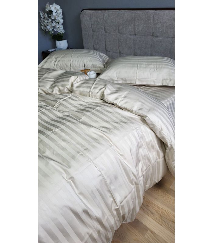 Постельное белье "PREMIUM Beige" Сатин Stripe 2/2см - Комфорт-текстиль - стильные постельные комплекты на МамаТато