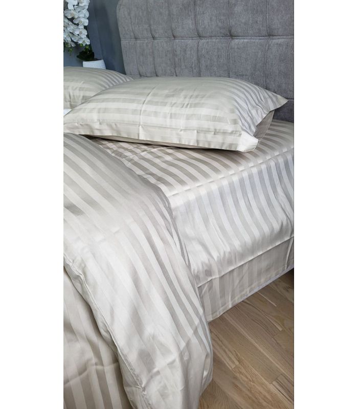 Постільна білизна "PREMIUM Beige" Сатин Stripe 2/2см - Страйп сатин - стильні постільні комплекти на МамаТато