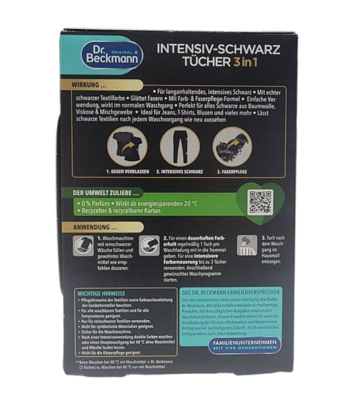 Серветки для відновлення чорного кольору тканини Dr. Beckmann 3в1, 6 шт від Dr. Beckmann у категорії Пральні засоби на МамаТато