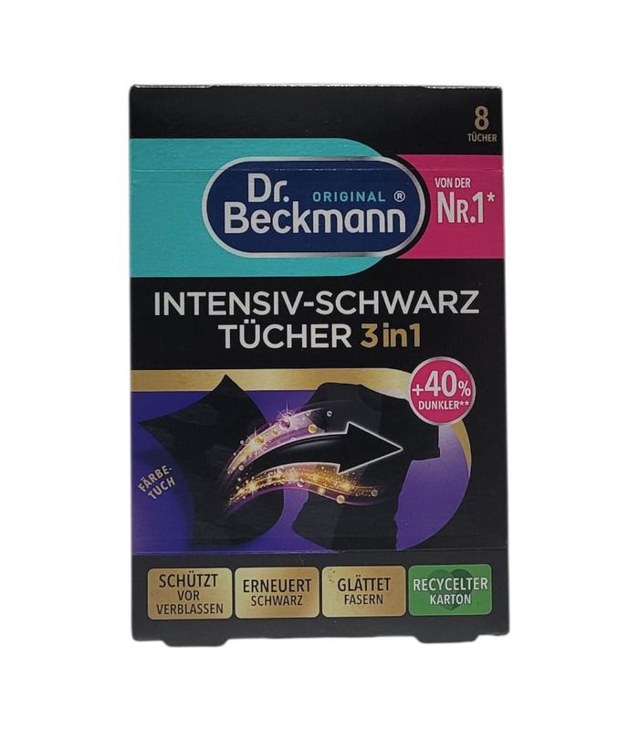 Серветки для відновлення чорного кольору тканини Dr. Beckmann 3в1, 8 шт від Dr. Beckmann у категорії Пральні засоби на МамаТато