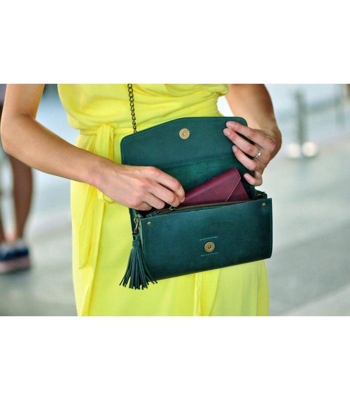 Жіноча сумка "Еліс" (Виноград-Смарагд/Смарагд).